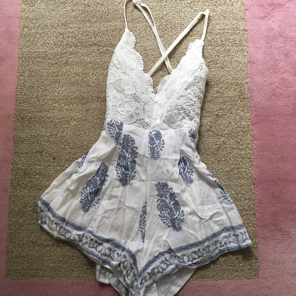 White and blue romper